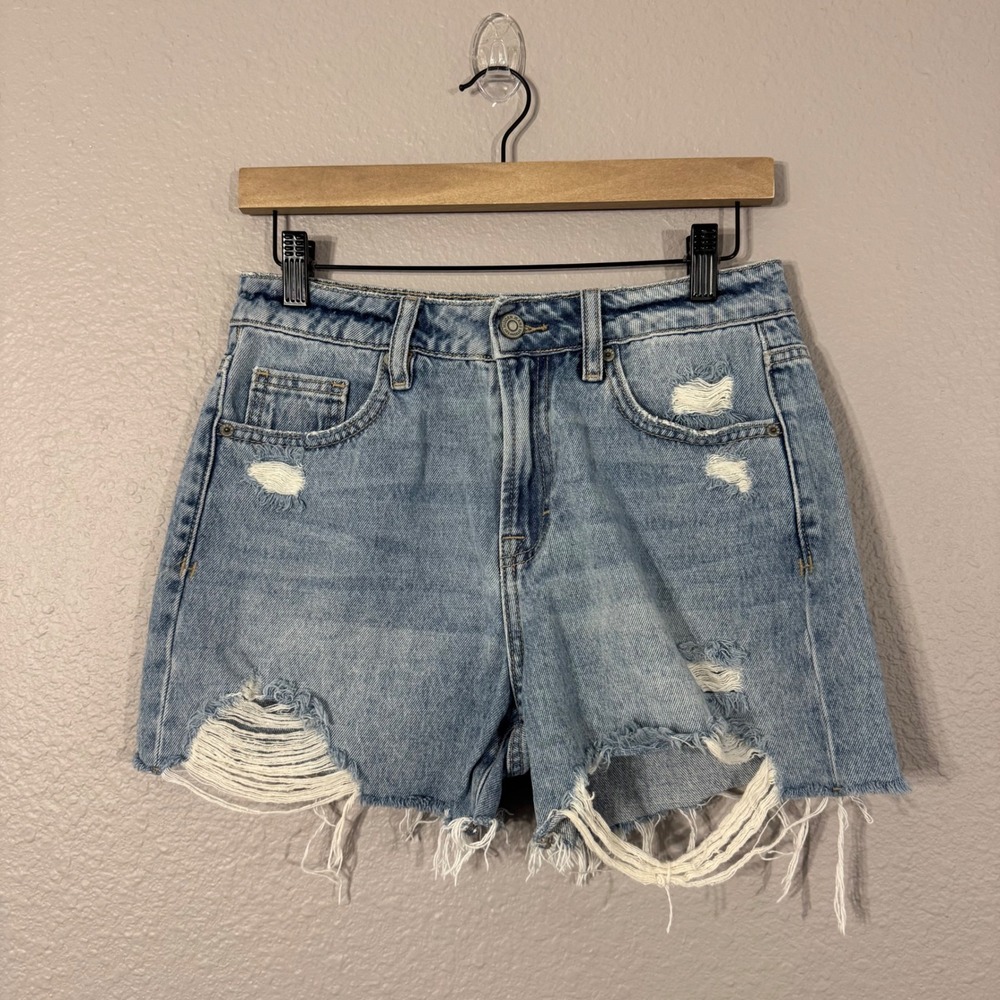 Hidden Los Angeles Size XS Light Blue Finn Distressed Denim Shorts HD4316-ML